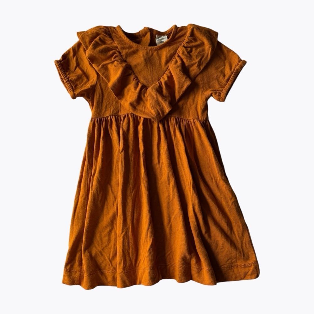 Kate Quinn Girls 18-24M Rust Ruffle Twirl Dress Organic Cotton Boho Fall Modal